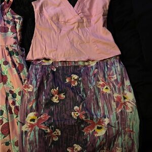 Floral Pencil Skirt - Pink and Purple